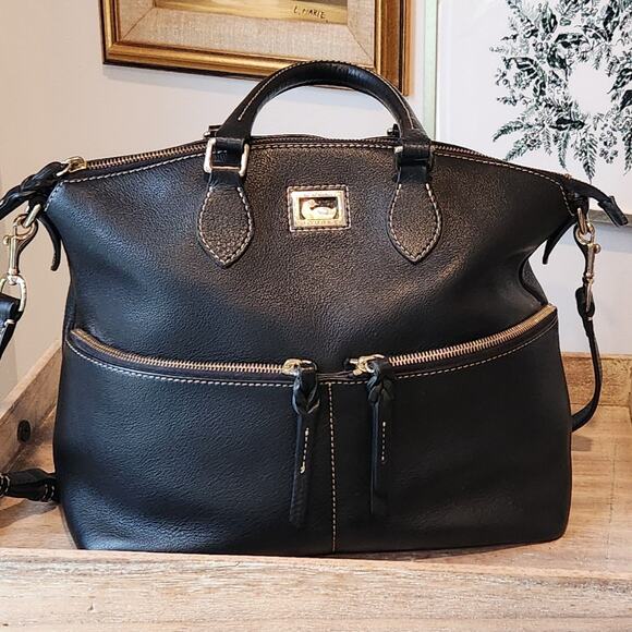 Dooney & Bourke Black Pebble Leather Satchel Bag - Picture 1 of 16